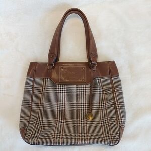 Brown Plaid Houndstooth Women's Shoulder Bag
